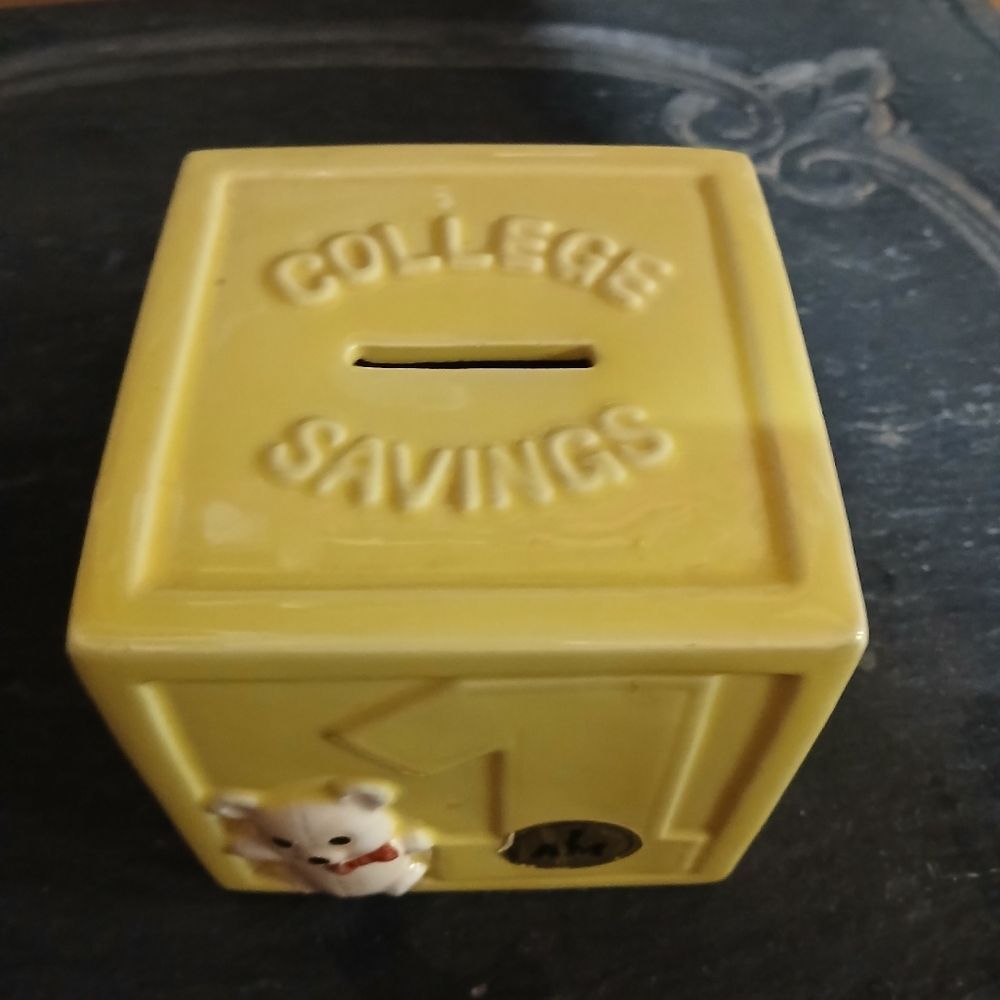 Vintage Enesco Ceramic Block Bank 1979 With Stopper